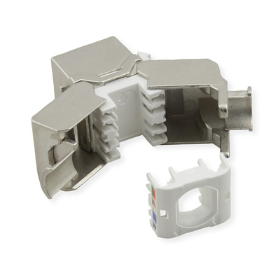 Konektor Keystone cat.8.1, tienený, strieborný, beznástrojový (toolless), SLIM