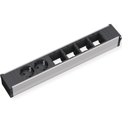 CONI modul 2xSCHUKO zásuvka 230V, 4xCustom, 0.2m kábel 1.5 mm², GST18, hliník/čierny