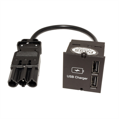 Modul pre BACHMANN, nabíjací/charger, 2xUSB (USB A), 2.4A, 0.2m, GST18, čierny