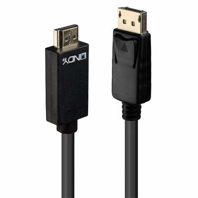 Kábel DisplayPort na HDMI M/M 5m, jednosmerný, 3840x2160 @30Hz, čierny, pozl. konektor,