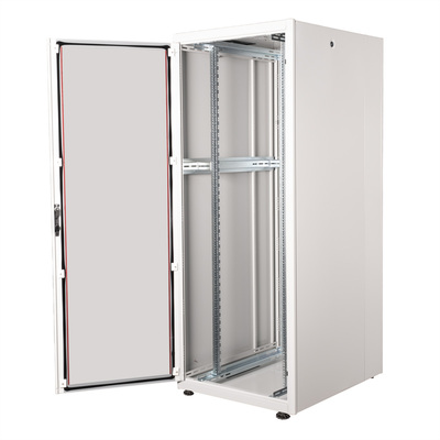 19" Rack na podlahu 42U, 2010x800x1000mm (HxWxD), BASIC, sklenené dvere, sivý