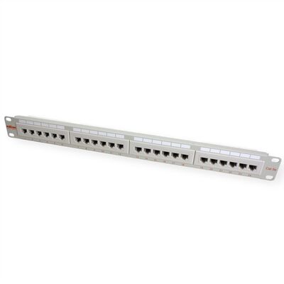 19" Patch panel 24port cat.5e, netienený, 1U, sivý