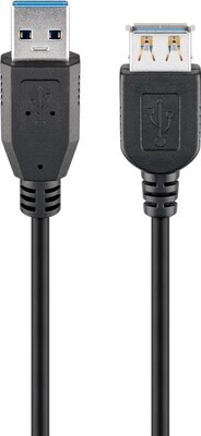 Kábel USB 3.2 Gen 1, A-A M/F 3m, 5Gbps, predlžovací, čierny
