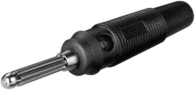 Konektor banán samec 4mm, čierny, 10ks/bal