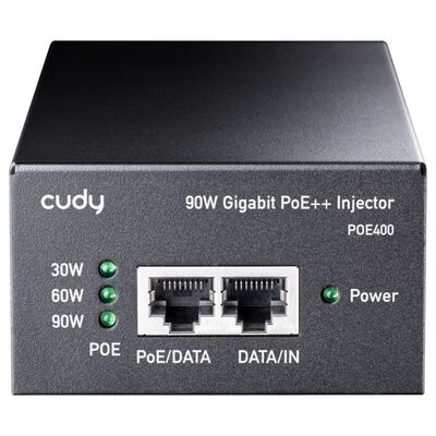PoE+ Injector, Gigabit, 1port, 90W, 802.3af/at, čierny, CUDY