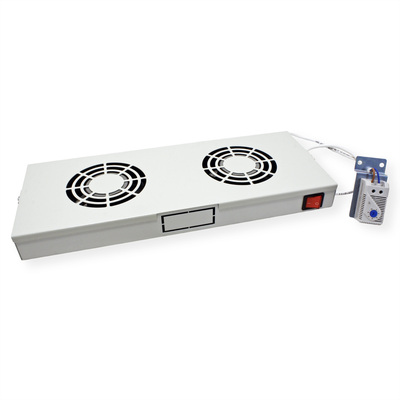 19" Ventilačná jednotka, 2 vetráky, 1U, s termostatom, sivá