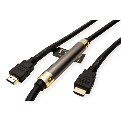Kábel HDMI M/M 25m, High Speed+Eth, 4K@30Hz, HDMI 1.4, pozl. konektor, čierny, jednosmerný, aktívny