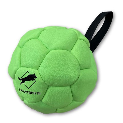 Lopta FUN "futbalová" s priemerom 14cm, s uškom, ekokoža, zelená