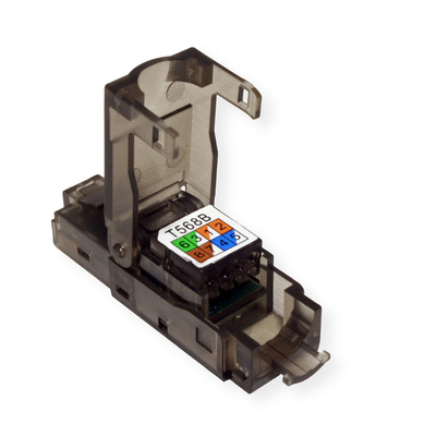 Konektor 8/8 RJ45 cat.6, netienený, na drôt, montáž bez klieští (toolless), čierny, AWG 23-26
