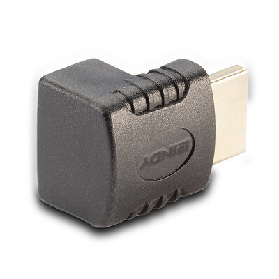 Uhlový adaptér HDMI M/F 90°, smerom dole, 4K@60Hz, čierny, pozl. kon.