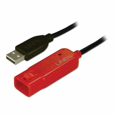 Kábel USB 2.0 A-A M/F 8m, High Speed, čierny PRO, AKTÍVNY s krytkou