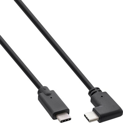 Kábel USB 3.2 Gen 2x2, Typ C CM/CM 2m, 20Gbps, PD 60w 20V3A, čierny, uhľový 90°