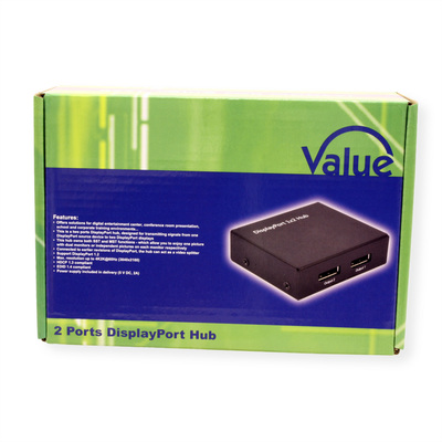Video distribútor/splitter/hub DisplayPort 1IN/2OUT, MST, DP v1.2, UHD 4K@30Hz