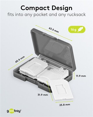 BOX na pamäťové karty, pre 4x SD/microSD, transparentný/čierny
