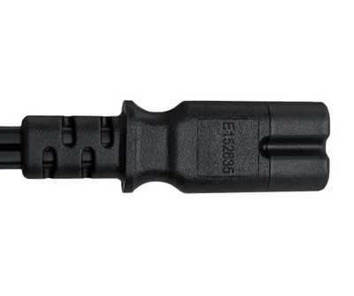 Kábel sieťový 230V, 2pin vidlica (NEMA 1-15P) US priama - C7 (2pin), 1.8m, 0.75mm², 2.5A, čierny