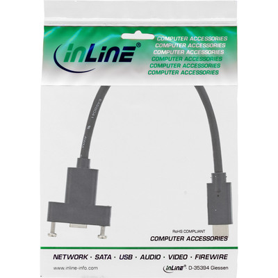 Kábel USB 3.2 Gen 2, Typ C CM/CF 0.2m, 10Gbps, PD 100w, predlžovací, čierny, s panelovým konektorom