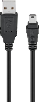 Kábel USB 2.0 A-MINI-B 5pin M/M 5m, High Speed, čierny