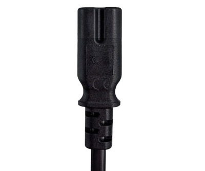 Kábel sieťový 230V, 2pin vidlica (CEE7/16) priama - C7 (2pin), 0.5m, 0.75mm², 2.5A, čierny