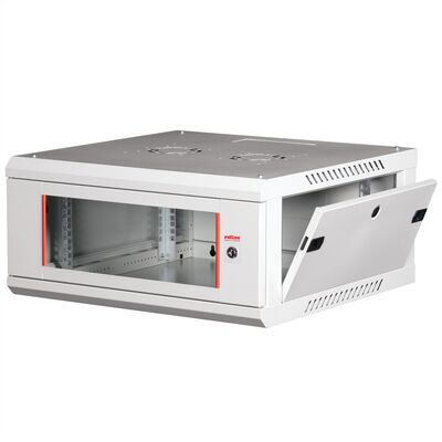 19" Rack na stenu 4U, sivý, 290x600x600mm (HxWxD), odnímateľné bočnice