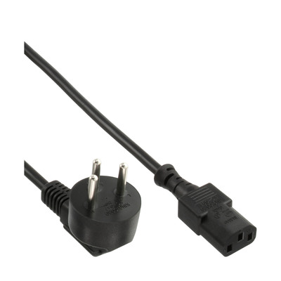 Kábel sieťový 230V, vidlica (SI-32) Izrael lomená - C13, 3m, 1.00mm², 10A, čierny