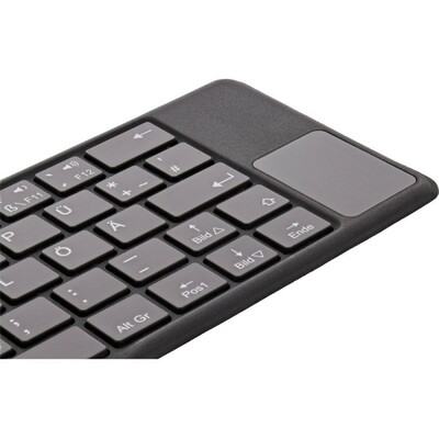 Klávesnica BT mini "skladacia", Touchpad, Bluetooth 5.1, nabíjanie cez USB C, DE layout, čierna