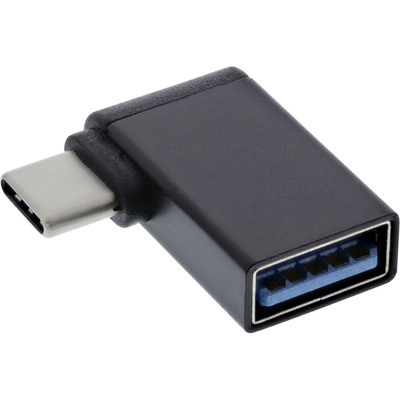 Adaptér USB 3.2 Gen 2, Typ C, CM/AF, zahnutý 90°, 10Gbits, čierny