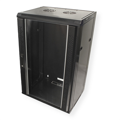 19" Rack na stenu 18U, čierny, 910x570x450mm (HxWxD), odnímateľné bočnice