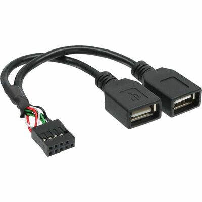 Kábel USB 2.0 interný, 2x USB A samica / mainboard header