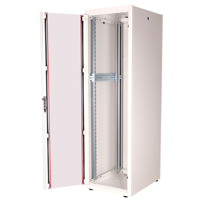 19" Rack na podlahu 42U, 2010x600x800mm (HxWxD), BASIC, sklenené dvere, sivý