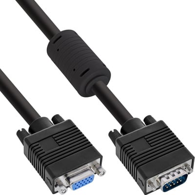 Kábel VGA M/F 1m, predlžovací, tienený, DDC, ferrit, HQ, čierny