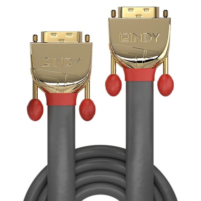 Kábel DVI-D M/M 20m, Dual-Link, 2560x1600@60Hz, 9.9Gbps, HQ, OFC, sivý, G pozl. Konektor, Gold