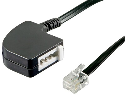Adaptér telefónny RJ11/TAE F M/F kábel 0.2m, čierny, 10ks/bal