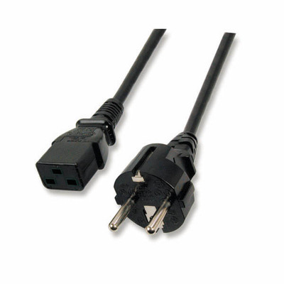 Kábel sieťový 230V, vidlica (CEE7/7) priama - C19, 3m, 1.50mm², 16A, čierny