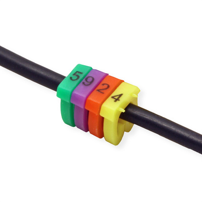 Káblový organizér-rozlišovač/popisovač čísla 0–9 pre priemer od 4mm do 5.5mm, 10 farieb, 100ks/bal