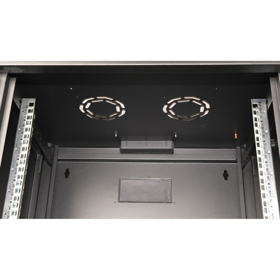 19" Rack na stenu 9U, čierny, 505x600x450mm (HxWxD), RAL9005, PRO, odnímateľné bočnice