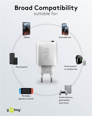 Nabíjačka USB 230V 1 port, 1xUSB A QC 3.0, 18W, biela