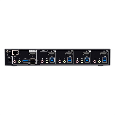 KVM switch/prepínač 4PC, DisplayPort 1.4 (8K@60Hz), USB 3.1 Gen 1, Audio, čierny