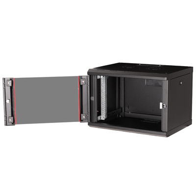 19" Rack na stenu 7U, čierny, 418x600x450mm (HxWxD), RAL9005, PRO, odnímateľné bočnice