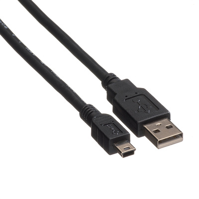 Kábel USB 2.0 A-MINI-B 5pin M/M 1.8m, High Speed, čierny