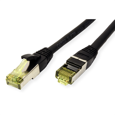 S/FTP (PiMF) Patchkábel TPE 0.3m cat.6a, čierny, Cu, vonkajší, UV odolný