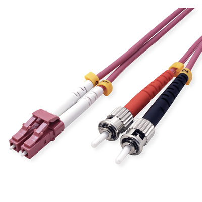 Fiber kábel LC-ST, 10m Duplex OM4(50/125µm), LSOH, 2.8mm, fialový