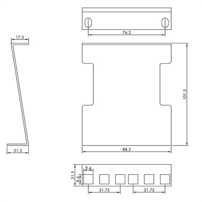 Adaptér pre zmenu inštalačnej hĺbky 101.5mm, 2U, čierny