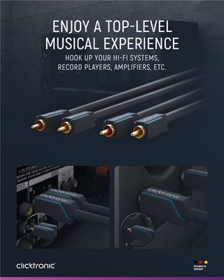 Kábel Cinch 2x audio M/M 0.5m, modrý, pozl. konektor, ClickTronic