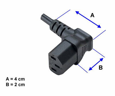 Kábel sieťový 230V, vidlica (CEE7/7) lomená - C13 zahnutý (doľava), 5m, 1.00mm², 10A, čierny