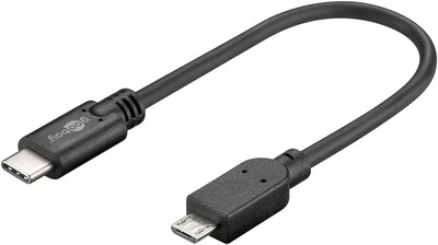 Kábel USB 2.0 Typ C CM/MICRO-B(2.0) 0.2m, High Speed, čierny