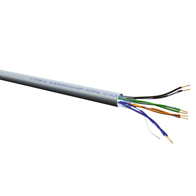 UTP drôt PVC 300m cat.5e, CPR Eca, AWG24, 100Mhz, 1000Base-T, sivý, meď, GHMT