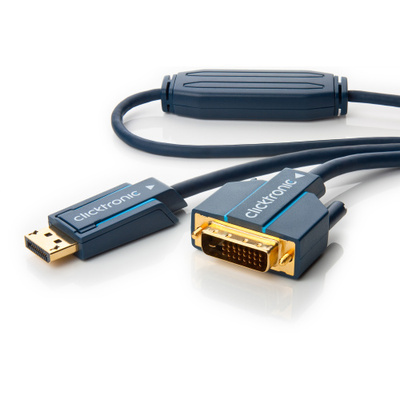Kábel DisplayPort na DVI-D M/M 1m, jednosmerný, max. 1920x1200 @60Hz,modrý, pozl. konektor, C