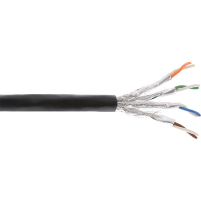 S/FTP (PiMF) drôt PE 500m cat.7a, AWG23, 1200Mhz, 10GBase-T, čierny, meď, vonkajší, UV odolný