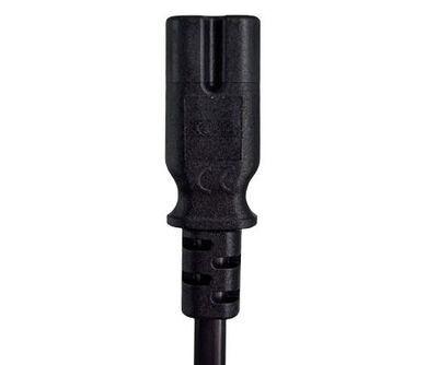 Kábel sieťový 230V, 2pin vidlica (CEE7/16) priama - C7 (2pin), 1.8m, LSOH, 0.75mm², 2.5A, čierny