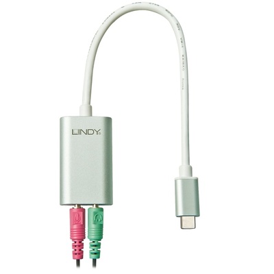 Adaptér USB 3.1 Typ C na 2x3,5mm audio jack, Slúchadla + Mikrofón, (usb zvuková karta)